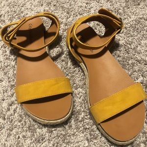 Mustard yellow espadrille sandal